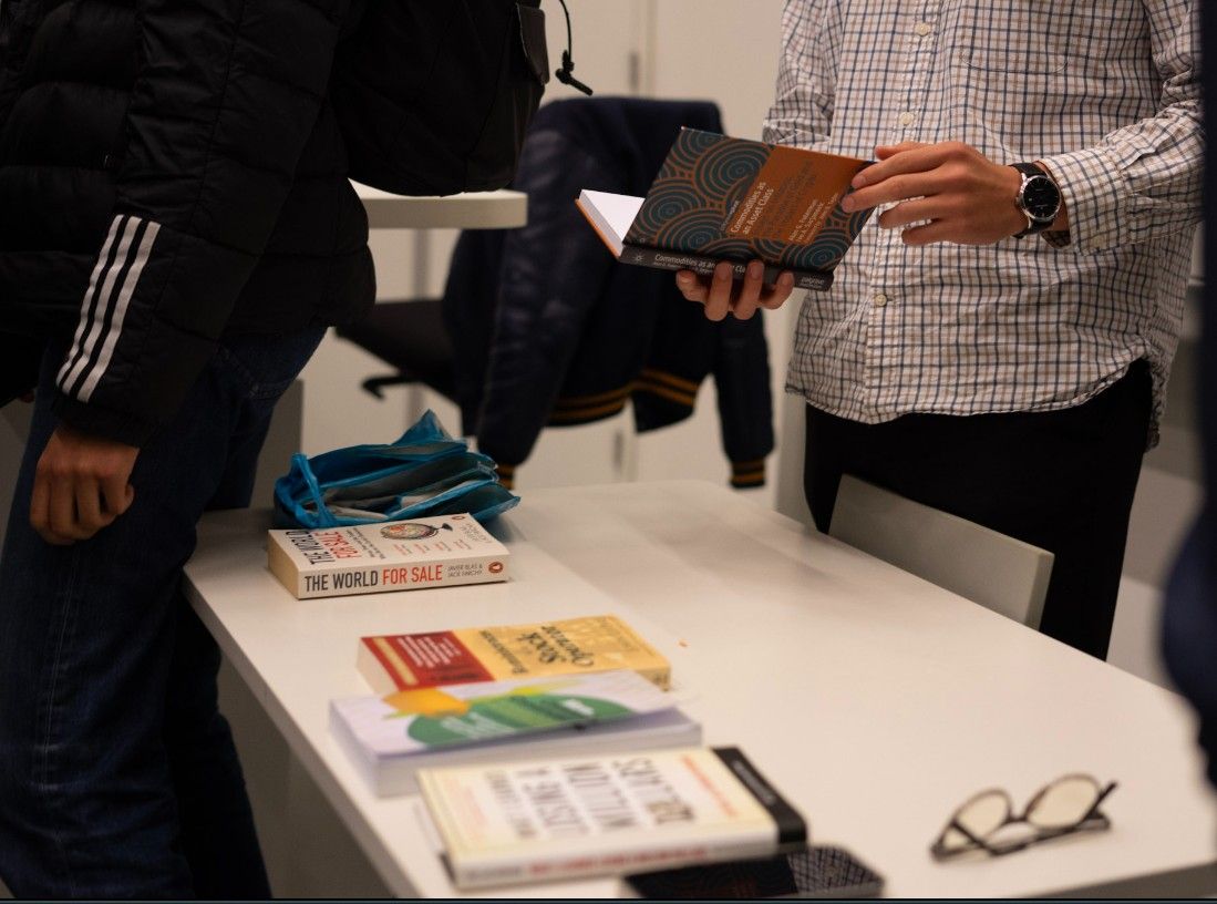Commodity trading books on display
