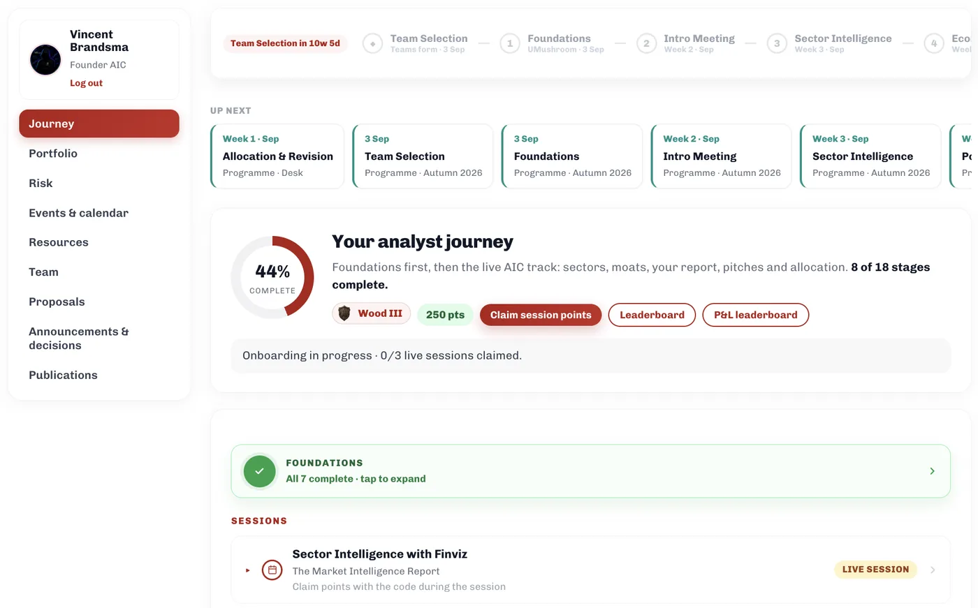 The analyst portal, showing the journey view