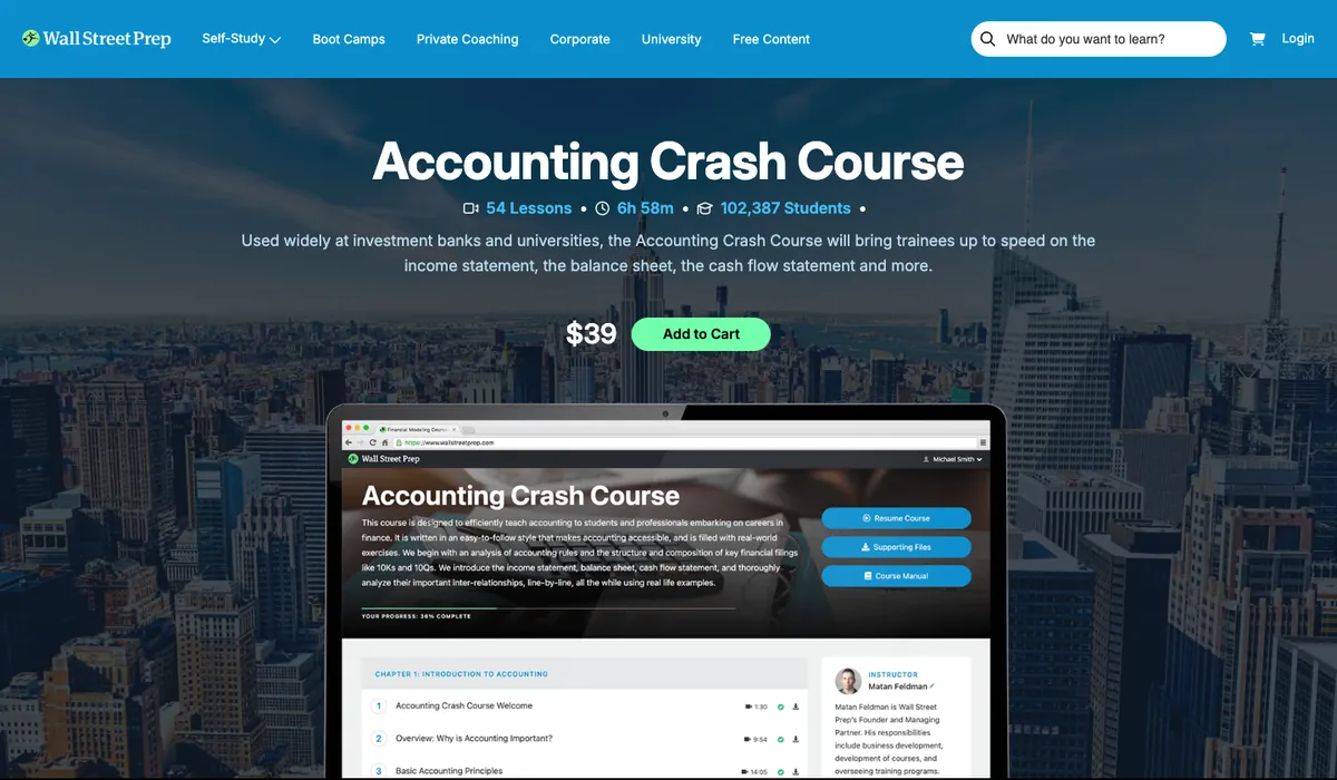 The Accounting Crash Course page on wallstreetprep.com