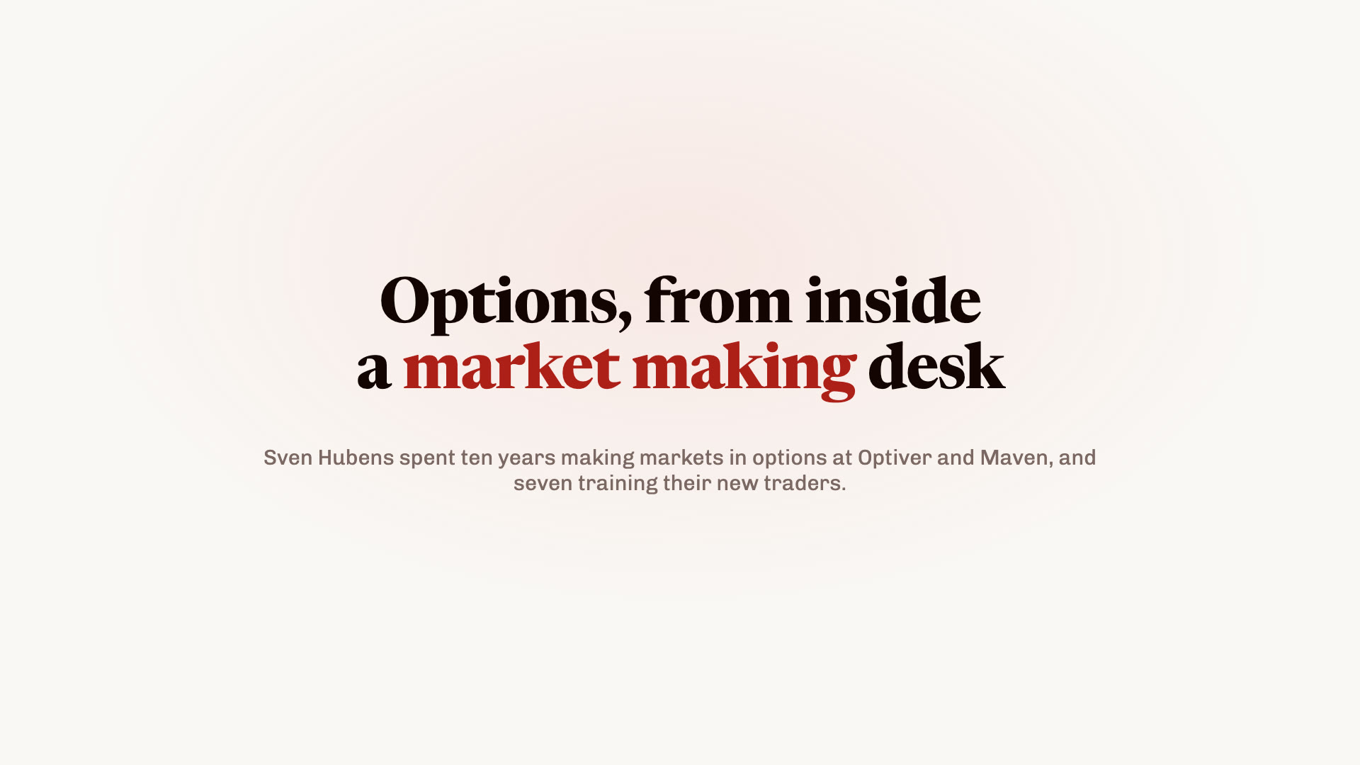 What the Options Course gives you